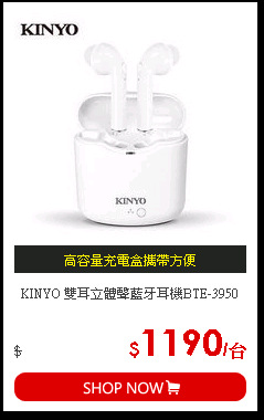KINYO 雙耳立體聲藍牙耳機BTE-3950