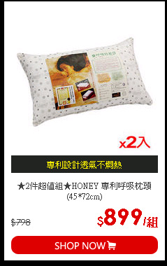 ★2件超值組★HONEY 專利呼吸枕頭(45*72cm)
