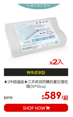 ★2件超值組★三井武田防蹣抗菌記憶枕頭(50*30cm)