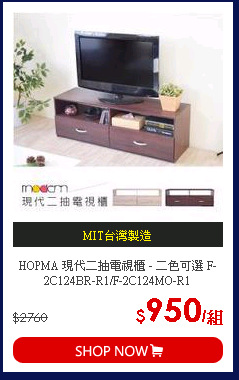 HOPMA 現代二抽電視櫃 - 二色可選 F-2C124BR-R1/F-2C124MO-R1