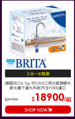 德國BRITA Tap WD3030三用水龍頭硬水軟化櫥下濾水系統(內含P3000濾芯+P1000濾芯)