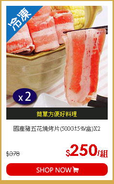 國產豬五花燒烤片(500G±5%/盒)X2