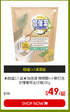 ★超值2入組★加倍潔 檸檬酸+小蘇打洗衣槽專用去汙劑300g