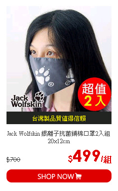 Jack Wolfskin 銀離子抗菌鋪棉口罩2入組 20x12cm