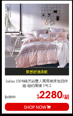 Indian 100%純天絲雙人兩用被床包四件組-紐約風情 5*6.2