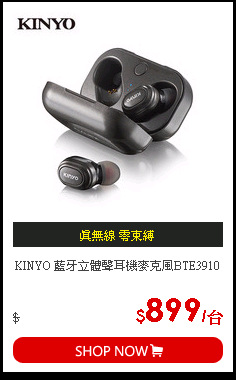 KINYO 藍牙立體聲耳機麥克風BTE3910