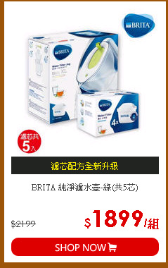BRITA 純淨濾水壺-綠(共5芯)