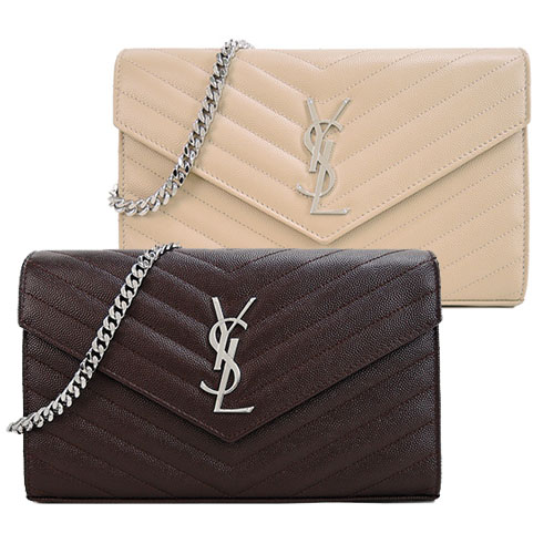 YSL 牛皮金屬LOGO
鍊帶斜肩包