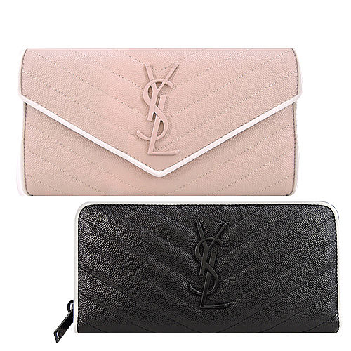 YSL MONOGRAM
V魚子醬牛皮白線長夾