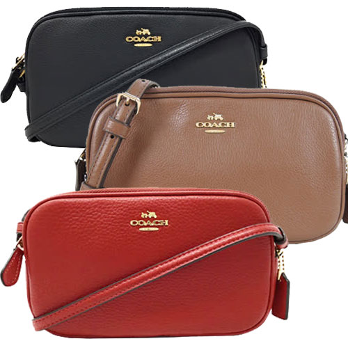 COACH 
素面皮革雙層斜背包