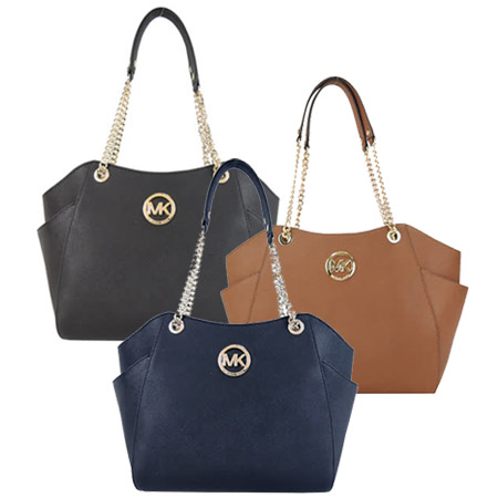 MICHAEL KORS 
圓牌字母鍊帶肩背包-大